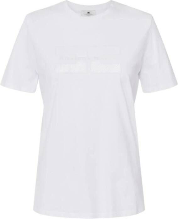 Elisabetta Franchi T-shirt van katoenen jersey met korte mouwen en strasslogo