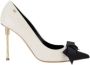 Elisabetta Franchi Zwarte leren hakken met strikdetail - Thumbnail 1