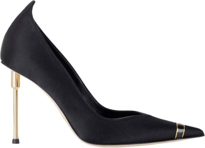 Elisabetta Franchi Zwarte Leren Pumps Beeldhouwhak
