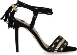 Elisabetta Franchi Zwarte sandalen met hak en kralen Zwart Dames
