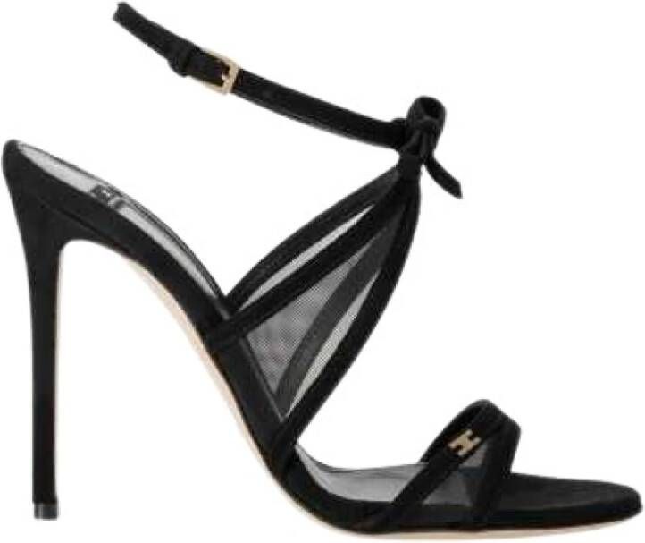 Elisabetta Franchi Zwarte Suède Strik Sandalen Black Dames