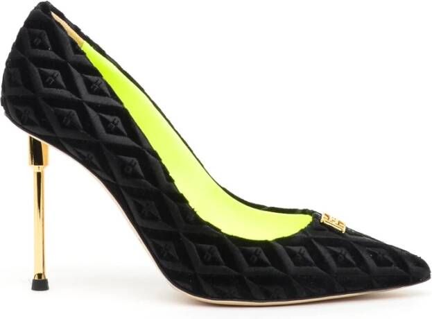 Elisabetta Franchi Zwarte Velvet Decolté met 10 cm Hak Black Dames