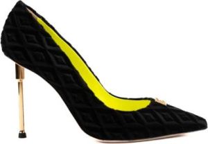 Elisabetta Franchi Zwarte Velvet Diamantpatroon Hakpumps Zwart Dames