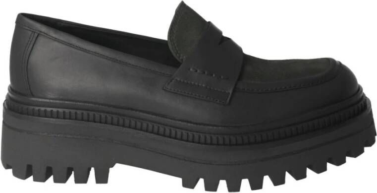 Elvio Zanon Dames Leren Loafer in Zwart Groen Black Dames