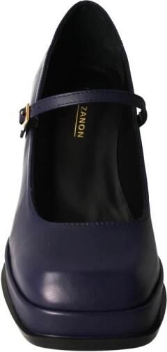 Elvio Zanon Blauwe leren damesschoen met verstelbare enkelband Blauw Dames - Foto 3