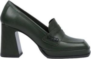 Elvio Zanon Groene Leren Mocassin met 80mm Hak Zwart Dames