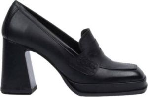 Elvio Zanon Zwarte Leren Mocassin met 80mm Hak Zwart Dames