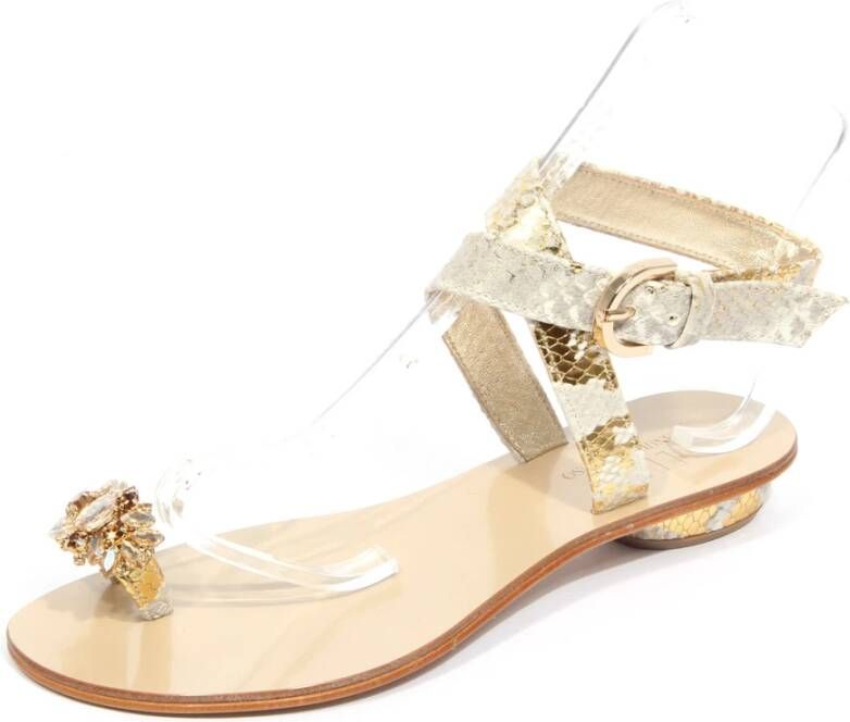 E uela Caruso Gouden Strass Leren Sandaal