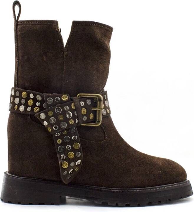 Emanuelle Vee Studded enkellaarsjes van leer Brown Dames