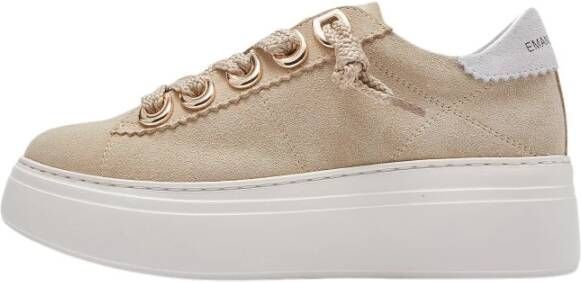 E uelle Vee Beige suède sneakers met oogjes - Foto 2