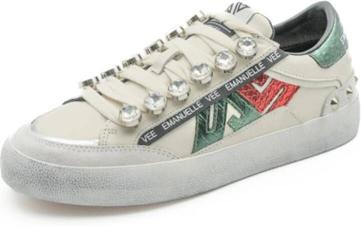 Emanuelle Vee Dames suède schoenen wit grijs