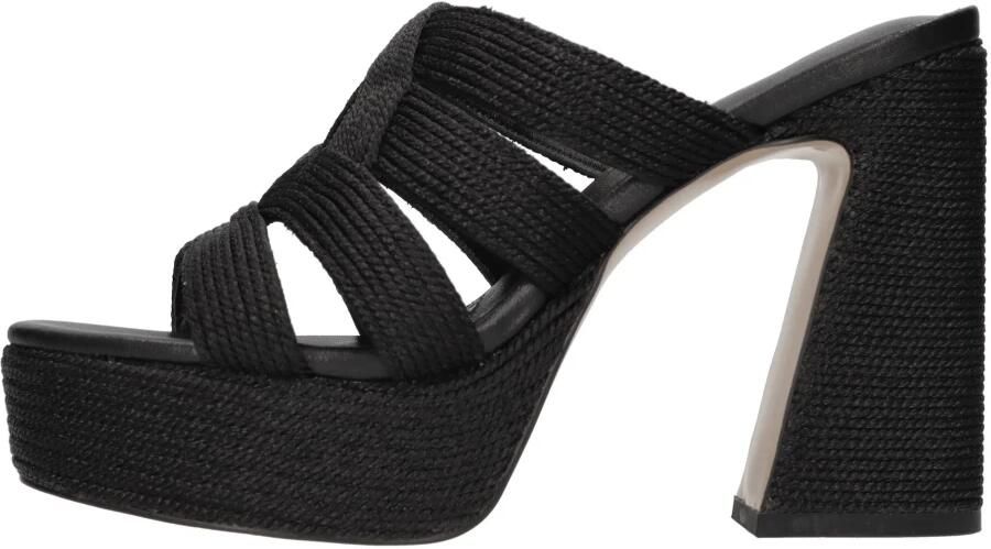 Emanuelle Vee Leren en Touw Mules