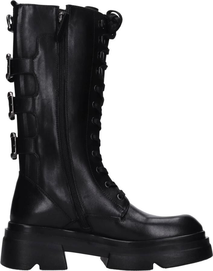 Emanuelle Vee Zwarte Leren Enkellaarzen Black Dames