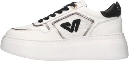 Emanuelle Vee Wit-Zwarte Leren en Stoffen Sneakers