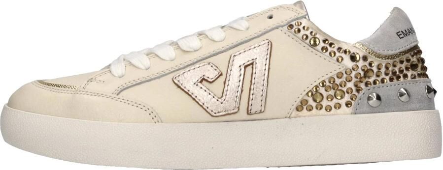 Emanuelle Vee Ivoor Goud Leren Sneakers met Strass