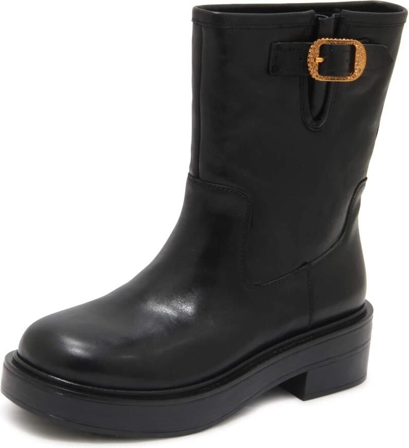 E uelle Vee Zwarte Biker Medusa Laarzen met Strass Gesp