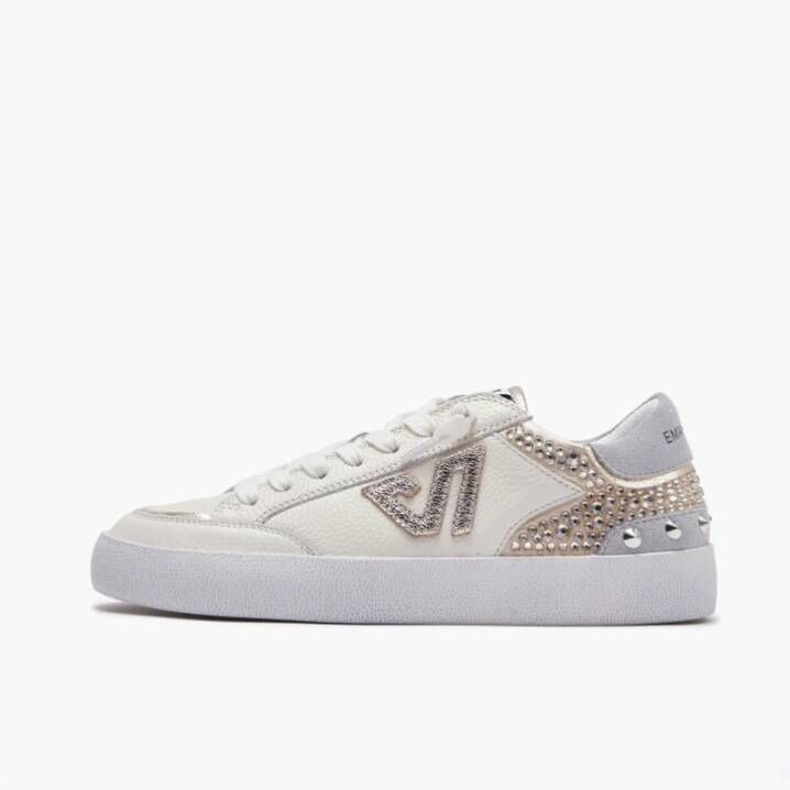 E uelle Vee Ivoor Goud Leren Sneakers met Strass