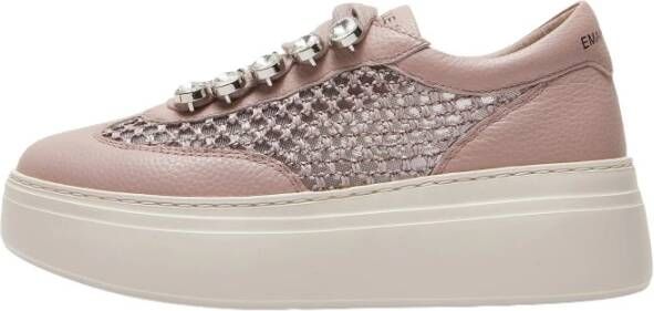 E uelle Vee Roze stoffen sneakers met strass detail