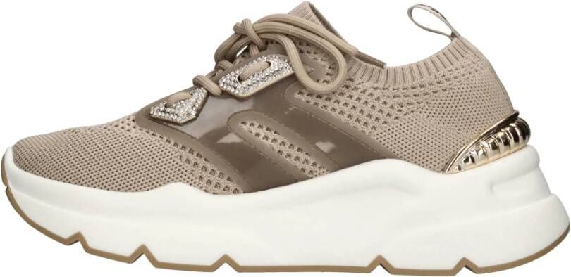 Emanuelle Vee Beige Sneakers met Strass Detail Beige Dames