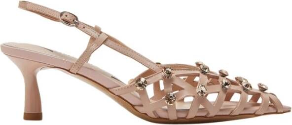 Emanuelle Vee Strass Leren Stiletto Sandalen Beige Dames