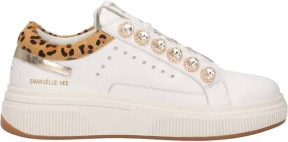 Emanuelle Vee Witte leren sneakers met contrastdetails White Dames