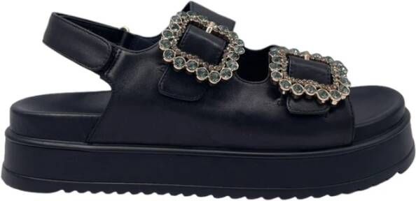 Emanuelle Vee Zwarte Sandalen met Strass Details Black Dames