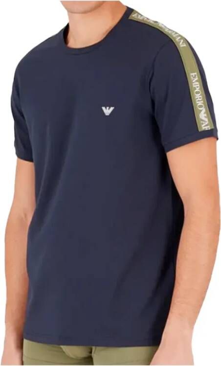 Emporio Armani Adelaar Grafisch T-shirt Blauw Katoen Heren