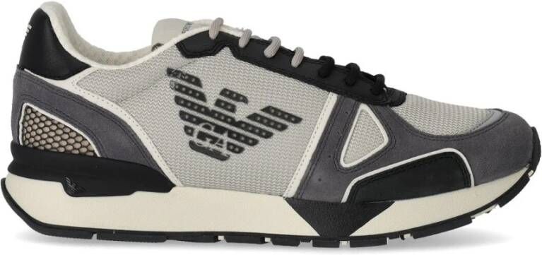 Emporio Armani Beige Grijze Sneaker met Logo Beige Heren