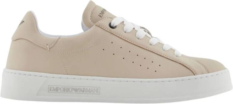 Emporio Armani Beige Leren Damesschoenen voor Casual Gebruik