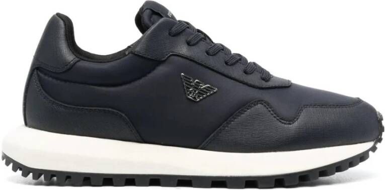 Emporio Armani Sneakers met logo-applicatie en panelen Black Heren