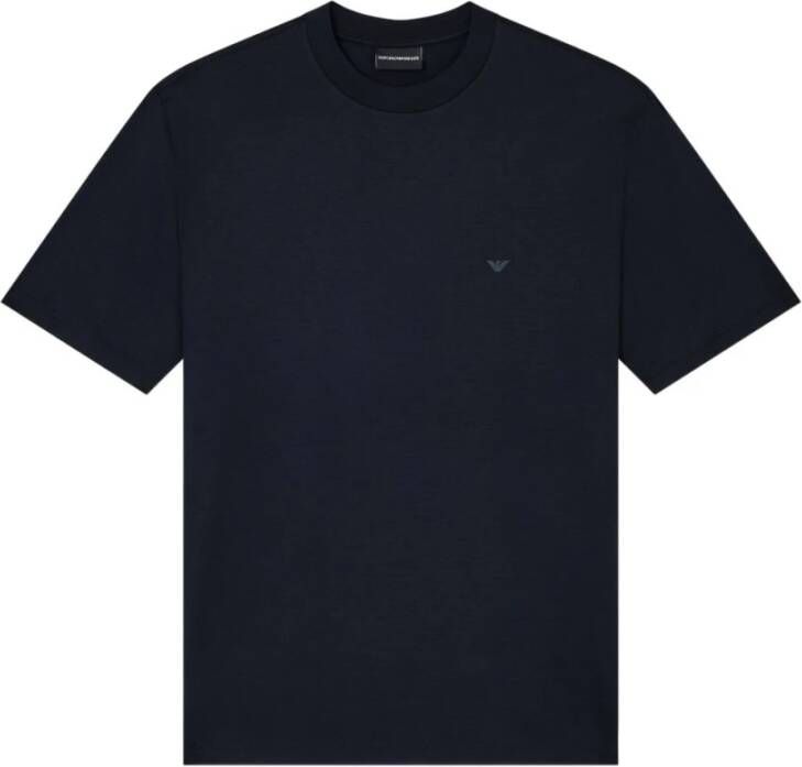Emporio Ar i Blauwe Handtekening Adelaar Logo T-shirts en Polo's