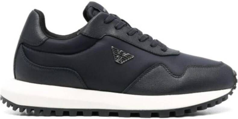 Emporio Armani Sneakers met logo-applicatie en panelen Black Heren