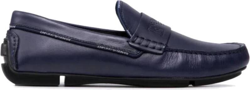 Emporio Armani Blauwe Leren Logo Mocin Blue Heren