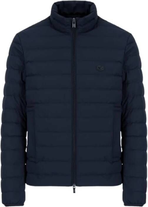Emporio Ar i Blauwe Nylon Donsjas met Adelaarspatch