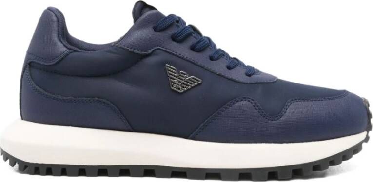 Emporio Ar i Blauwe Zijde & Nylon Sneakers