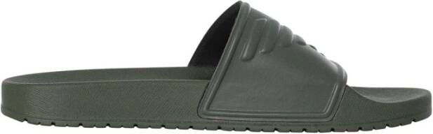 Emporio Armani Dames Band Sliders Lente Zomer Collectie Green Dames