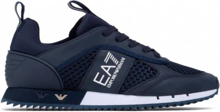 Emporio Armani EA7 Blauwe Herensneakers met Contrastlogo Blue Heren