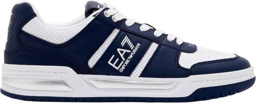 Emporio Ar i EA7 Blauwe Sneakers met Leren Bovenwerk