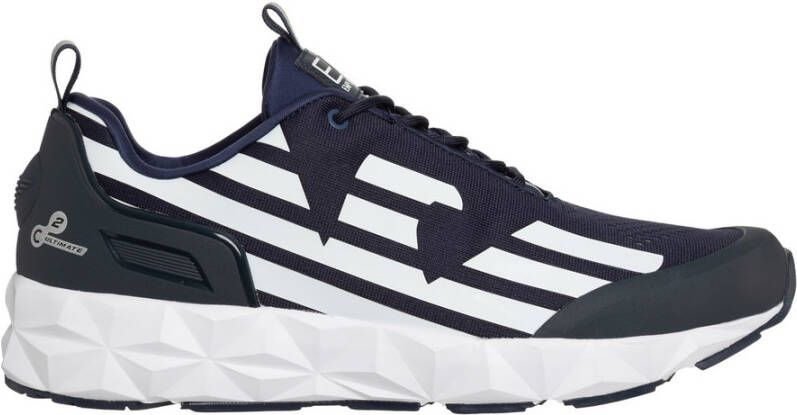 Emporio Armani EA7 Blauwe Print Sneakers voor Heren Blue Heren