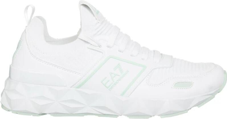 Emporio Armani EA7 Witte Gebreide Sneakers White Dames