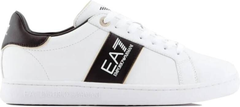 Emporio Armani EA7 Eenoudige en eelzijdige leren sneakers White Heren