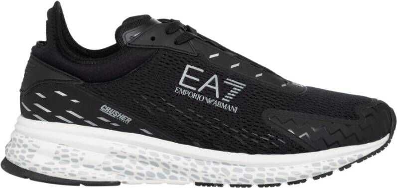 Emporio Armani EA7 Eenvoudige Vetersluiting Crusher Sneakers Black Heren