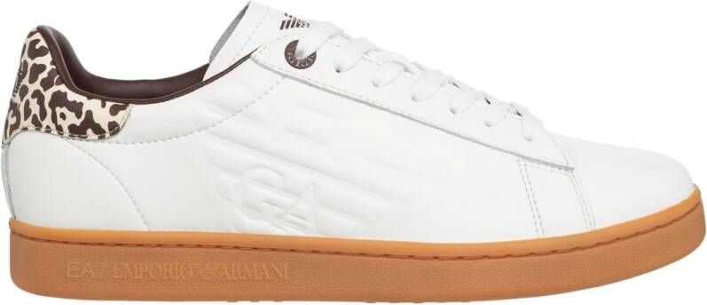 Emporio Armani EA7 Eenvoudige Vetersneakers White Dames
