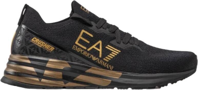Emporio Armani EA7 Gebreide Distance Crusher Sneakers voor Dames Zwart Dames