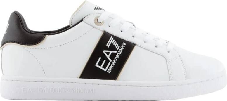 Emporio Armani EA7 Geperforeerde Leren Sneakers White Dames
