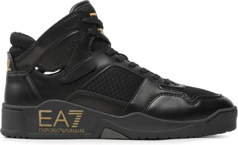 Emporio Armani EA7 Gouden Reliëf Logo Sneaker Zwart Heren