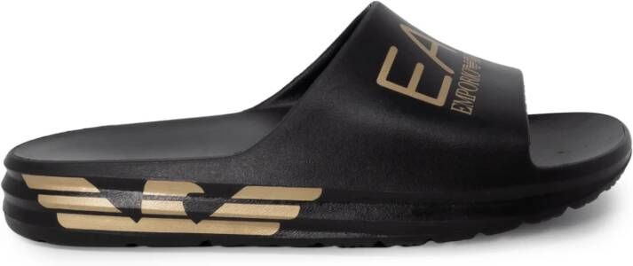 Emporio Ar i EA7 Veelzijdige Sliders met Maxi Logo Black