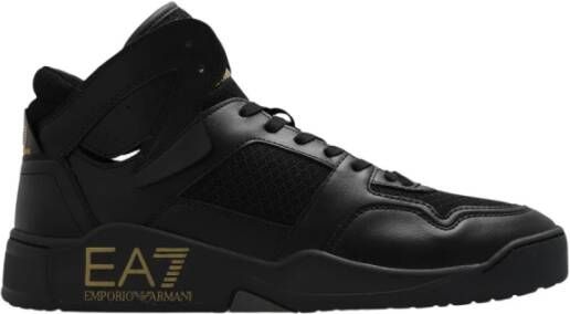 Emporio Armani EA7 Gouden Reliëf Logo Sneaker Zwart Heren