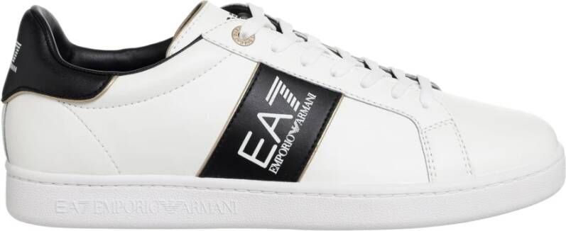 Emporio Armani EA7 Eenoudige en eelzijdige leren sneakers White Heren