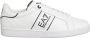 Emporio Armani EA7 Witte Leren Sneakers met Geperforeerd Bovenwerk en Contrastdetails White Heren - Thumbnail 4